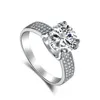 Bröllopsringar 925 Sterling Silver Designer Ring Full CZ Round Cut Vit 5A Kubisk Zirkoniumoxid För Kvinna Party Engagement Diamond Lova Love Ring Smycken Present med låda