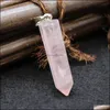 Colares pendentes 32x8mm Hexagonal Natural Healing Crystal Stone Rose Amethyst Quartz Aventurine Charms Baby Dhtkg