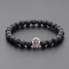 Charm Armband Classic Skull Men Armband Pave Cubic Zirconia Vintage 8mm Lava Stone Strand for Jewelry GiftCharm Lars22