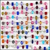 Bagues De Bande Bijoux 30 Pcs De Mode Sier Couleur Bague De Mariage Pour Les Femmes Cristal Strass Fiançailles Cadeaux Féminins Dr Dhg9D