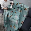 Coperte Coperta da lancio con stampa di cani carini Fodera antiscivolo universale lavorata a maglia multifunzione per divano letto Tappetino da picnic da viaggio Coperte