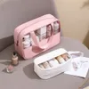 Borsa cosmetica per giunzioni Borse da bagno traslucide in PVC di grande capacità Borsa da viaggio portatile impermeabile in PU