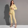 Spring Feminino Office Wear Blazer Pant Suit Duas peças Conjunto Mulheres com caneta de terno largo Pant elegante Blazer Conjunto T220729