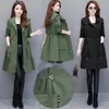 Spring Autumn Women's Windbreaker Casual Hooded Drawstring Female Trench Coat Outerwearies Mid Long Ladies Outerwear 220812