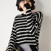 Women's T-Shirt Women Striped T Shirt Pullover Drop Shoulder Top Elegant Soft Stretch Tops Spring Autumn Sweatshirt Long Sleeve ShirtWomen's