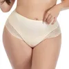 Calcinha feminina plus size size lingerie sexy feminina elástica super grande cueca feminina de renda de cintura intermediária 7xl Solid Color Brethswomen's