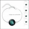 Braccialetti rigidi Gioielli Moda Tempo Gemma Cabochon Twee Costellazioni Bracciale zodiacale Sier placcato 12 Donne Uomini Drop Delivery 2021 Dmlnh