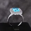 Anneaux de mariage Huitan à la mode femmes fête doigt brillant bleu clair cristal CZ pierre gracieuse bague de mariage de mariée bijoux en vrac Wynn22