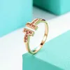 Women Ring 925 Silver Luxury Designer Rings Men Brand Zirconia Fashion Rings T Style Classic Jewelry 14K Gold Plated Rose Wed PartiTal1111