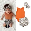 Ensembles de vêtements 3 pièces mode imprimé léopard été né bébé filles garçons vêtements coton décontracté barboteuse hauts Shorts enfant en bas âge tenue ensemble tissu