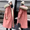 Goose Down Jacket Women Medium and Long New Fashion Style Korean Parkas Loose Collar Thickened Warm Wholesale 201019