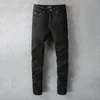 Man Skinny Passar designer jeans denim smal för killar herr svart klassisk cyklist hip hop rock jogger stor och lång moto rak benbesök stretch byxor lång blixtlås sommar