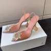 Amina muaddi ma'am Begum Crystal-Embellished PVC Pumps shoes Wrap high heels women's Luxury Designers Dress shoe Evening Slingback strap Sandals Crystal shoes