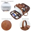 Hommes voyage trousse de toilette rasage Dopp Kit sac de rangement étanche salle de bain articles de toilette organisateur PU cuir sacs à cosmétiques 220421