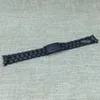 Watch Bands 18mm 20mm 22mm 24mm Curved End Black Strap Bracelet Solid Stainless Steel Band Deployment Clasp Hele22