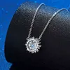 925 Sterling Silver Sunflower Pendant voor vrouwen 14K White Gold GRA VVS1 Moissanite Diamond Necklace Wedding Jewelry2184