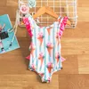 One-Pieces Toddler Girls Swimsuit For Kids 1-4 Year Striped Swimwear Swimming Children Backless Bikini Newborn Baby One Piece Bathing Suit