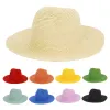 Halmhatt retro cowboy hattar reser strand solskydd mössor vanlig bred grim sunhat vintage uv platt topp hink mössor