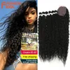 FASHION IDOL Afro Crépus Bouclés Cheveux Avec Fermeture Pour Les Femmes Noires Doux Long 30 pouces Ombre D'or Synthétique Cheveux Résistant À La Chaleur 220622