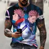 Camiseta estampada en 3D para hombres manga jujutsu kaisen itadori yuji triple cuello mujer child street streets