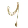 Clip-on & Screw Back Fashion Fake Piercing Chain Cartilage Earrings Alloy Leaf Tassel Gold Long Earcuffs Aesthetic Jewelry Faux OreilleClip-