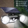 Motion Sensor Solar Lights Outdoor Solar Wall Light with Dual Head Spotlights 30 LED Waterproof Adjustable for Garden Garage