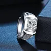 Pierścienie ślubne błyszczące biała cyrkon pełny kryształ mężczyźni odpowiednie do zaręczynowej propozycji małżeństwa biżuteria regulowana pierścień otwierający