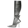 Style de mode Nouvelles femmes Gnee Stilettos Boots Boots Sexy Designer Points Point Party Party Chaussures à la cheville Big Buckle Strap Zipper