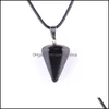 Pendant Necklaces Pendants Jewelry Natural Stone Necklace Hexagonal Pyramid Shape Turquoise Opal Druzy Drusy Neckl Dhqea