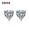 Stud 2-4ct d colorido coração brinco de moissanita para mulheres 100% 925 prata esterlina Excelente casamento de casamento de jóias finas de jóias Kirs22