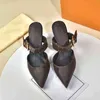 Pantoufles de luxe de qualité en cuir verni, chaussures à talons hauts pour femmes, robe avec lettre unique, sexy