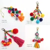 Keychains Charm Pompon Pom Keychain Tassel Trinket Pompom Key Chain Accessories Bag Charms Women's Car Rings For A Women J3030Keychains