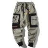 Hip Hop hommes multi-poche taille élastique conception Harem pantalon rue Punk pantalon décontracté Joggers mâle Cargo pantalon ABZ51 220330