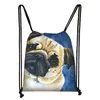 Backpack Labrador/Golden Retriever/FadouCartoon Dog Print Drawstring Bag Foldable Portable Travel Storage Bags Children Work