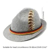 Berretti Retro Cappello Fedora Donna Uomo Feltro Signore Oktoberfest Cappelli Partito Decorazioni di piume Stile occidentale Top Cofano Cappello Cosplay da uomoBerretti