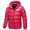 SIRE SHINY MEN'S WINTER COAT FASHION HOODED温かい厚い綿パッド入りジャケット男性ソリッドカラー若い男パーカスアウトウェアMy308 L220623