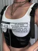 Crop Tops Womens Tank White Black Basic Tanks Punk Summer Casual PU Leather Cami Female Vest Sexy Corset 220511