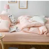 Simple Nordic Cotton 1.8m Bed Sheet Pure Girl Heart Four-piece Set Washed Duvet Cover Bedding