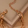 Lettre ronde dorée Accueil Femmes Chaîne Bracelet Lien Designer De Luxe Double Couche Creux Anniversaire Cadeau Bijoux Sans Emballage 11 9cy H1