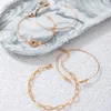 Maglia, catena 4 pezzi/set Set di bracciali con polsino con nodo a foglia di apertura per bracciale in lega d'oro da donna Accessori per gioielli Boho