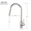 Onyzpily Brushed Nickel Mixer Faucet Single Hole Pull Out Spout Kitchen Sink Tap Stream Sprayer Head Chrome/Black 220401