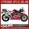 Body Kit For HONDA VTR1000 RTV1000 RC51 00 01 02 03 04 05 06 Bodywork 123No.81 VTR 1000 SP1 SP2 Red black 2000 2001 2002 2003 2004 2005 2006 VTR-1000 2000-2006 Fairing