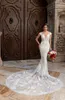 2022 Elegant Mermaid Dresses Lace Appliques Bridal Gowns V Neck Cap Sleeve Illusion Back Wedding Dress Vestidos De Novia