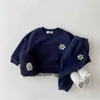 Kleine kleding voor babymeisjes kleren Sets herfst winter pasgeboren babyjongens bloemen sweatshirt broek pc's babyontwerper kleding y220519