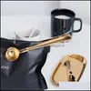 Gold Stainless Steel Coffee Scoop Mti-Functional Bag Sealing Clip Ground Spoon Drinkware Tools Drop Delivery 2021 Tea Kitchen Dining Bar