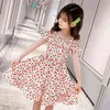 Девушки платье 2022 Новое лето -подростковая детская одежда для цветочного платья маленькая девочка
