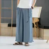 Ubranie etniczne Mężczyźni bawełniane lniane szerokie nogi spodni Summer harajuku męski streetwear harem man chiński styl hanfu kurongfu spódnice 31121eth