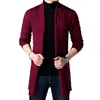 Männer Lange Stil Pullover Frühling und Herbst X-Long Strickpullover Jacken Einfarbig Sweatercoat 210820