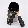 Nyckelringar Fashion Keychain Cute Bear Print Pattern Pu Leather Keychains biltillbehör Key Ring Lanyard Key Wallet Chain Rope Chain Set 00b