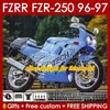 Oem Body per Yamaha FZR250RR FZR250-R FZR-250R FZR250R 96-97 BODYWORK 144NO.114 FZR-250 FZR250 R RR 1996 1997 FZRR FZR 250R 250RR FZR 250 R RR 96 97 Blue White BLK